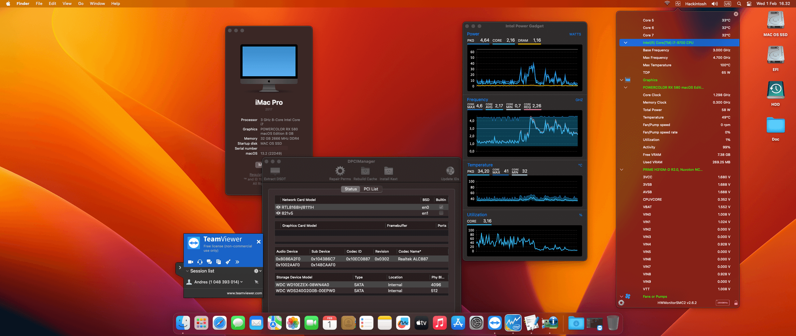Success Hackintosh macOS Ventura 13.2 Build 22D49 in Asus Prime H310M-D R2.0 + Intel Core i7 9700 + Power Color RX 580